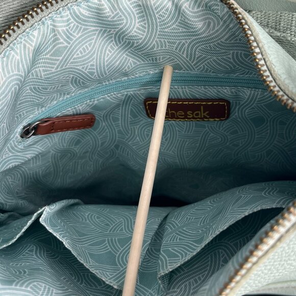 THE SAK LUCIA PASTEL GREEN PEBBLE LEATHER W/BLACK METAL TONE HARDWARE CROSSBODY - Picture 8 of 10